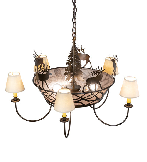 35" Wide Elk On The Loose 5 Light Chandelier