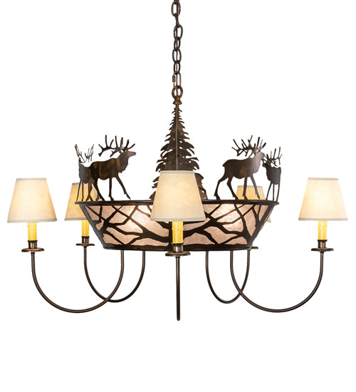 35" Wide Elk On The Loose 5 Light Chandelier