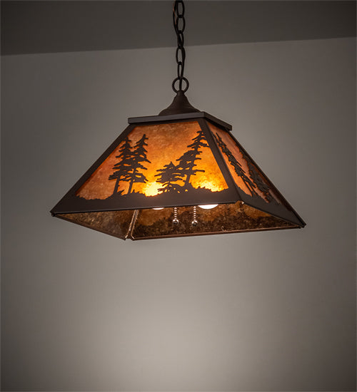 16" Square Tall Pines Pendant