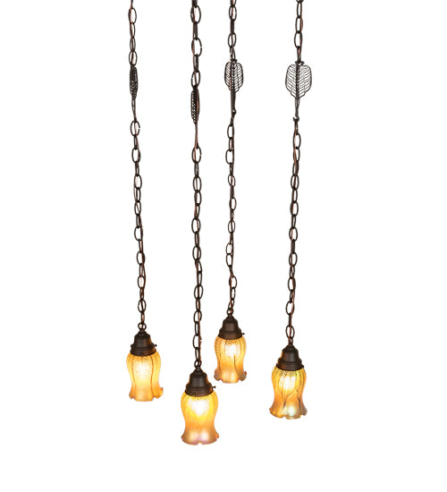 16" Square Bungalow 4 Light Cascading Pendant