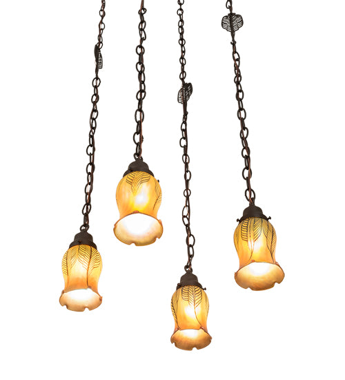 16" Square Bungalow 4 Light Cascading Pendant