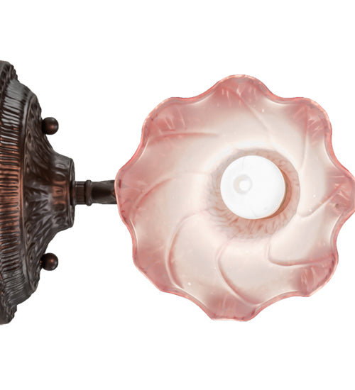 5.5" Wide Pink Tiffany Pond Lily Wall Sconce