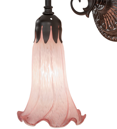 5.5" Wide Pink Tiffany Pond Lily Wall Sconce