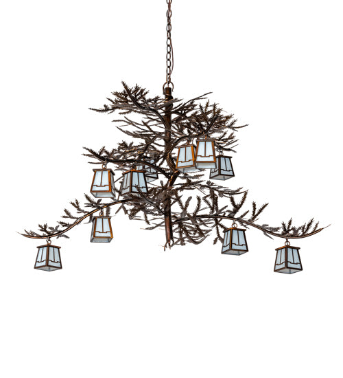 55" Long Pine Branch 12 Light Chandelier