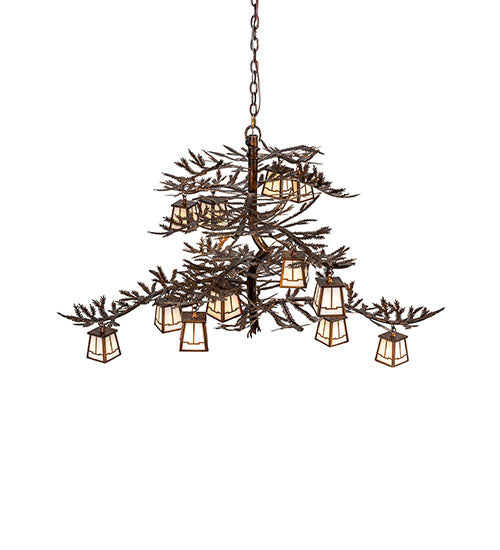 55" Long Pine Branch 12 Light Chandelier