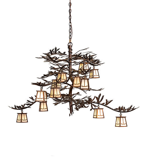 55" Long Pine Branch 12 Light Chandelier