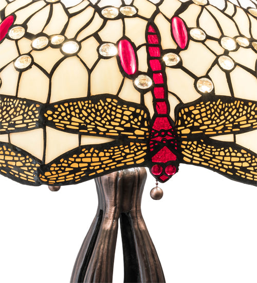 30" High Tiffany Hanginghead Dragonfly Table Lamp