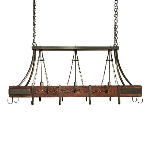 60" Long Steamboat 3 Light Pot Rack