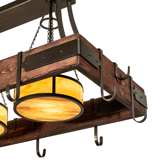 60" Long Steamboat 3 Light Pot Rack