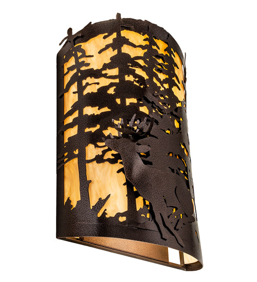 12" Wide Tall Pines Deer Wall Sconce