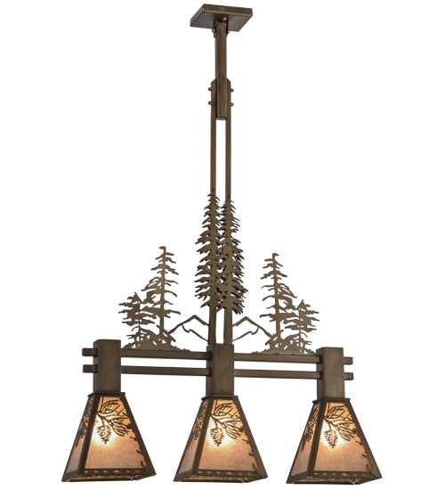 30"L Winter Pine Tall Pines 3 Lt Island Pendant