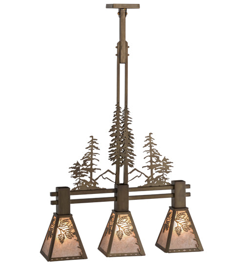 30"L Winter Pine Tall Pines 3 Lt Island Pendant