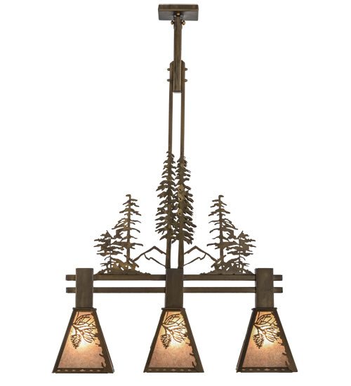 30"L Winter Pine Tall Pines 3 Lt Island Pendant