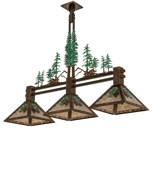 45" Long Winter Pine Tall Pines 3 Light Island Pendant