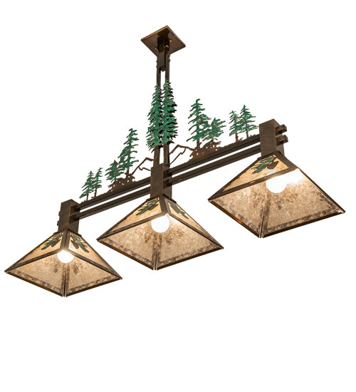 45" Long Winter Pine Tall Pines 3 Light Island Pendant