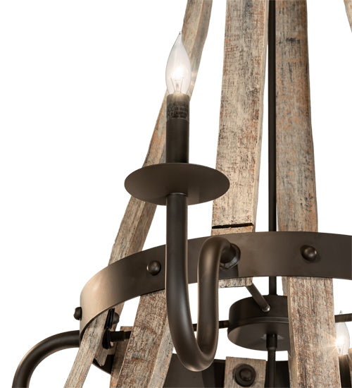 56" Wide Barrel Stave Madera 12 Light Two Tier Chandelier