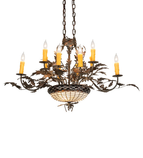 36" Long Greenbriar Oak 10 Light Chandelier