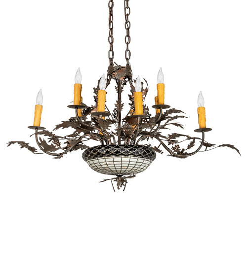 36" Long Greenbriar Oak 10 Light Chandelier