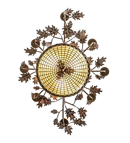 48" Long Greenbriar Oak 8 Light Chandelier