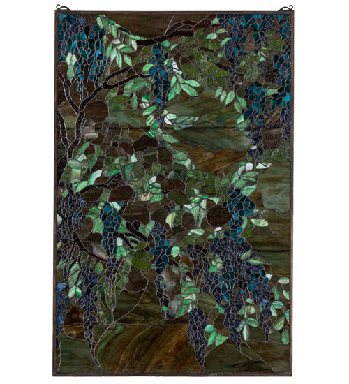 32" Wide X 48" High Tiffany Wisteria & Snowball Stained Glass Window