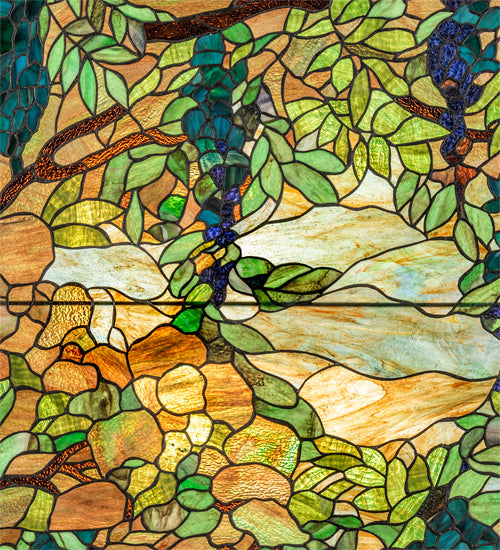 32" Wide X 48" High Tiffany Wisteria & Snowball Stained Glass Window