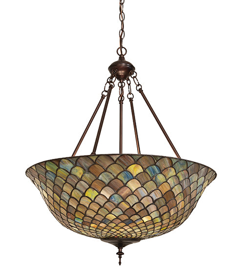 24" Wide Tiffany Fishscale Inverted Pendant