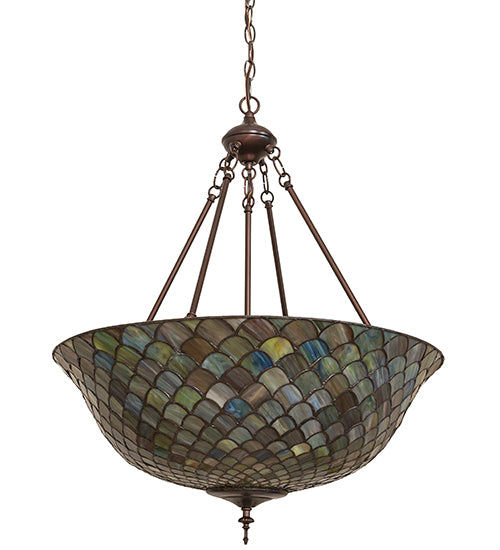 24" Wide Tiffany Fishscale Inverted Pendant