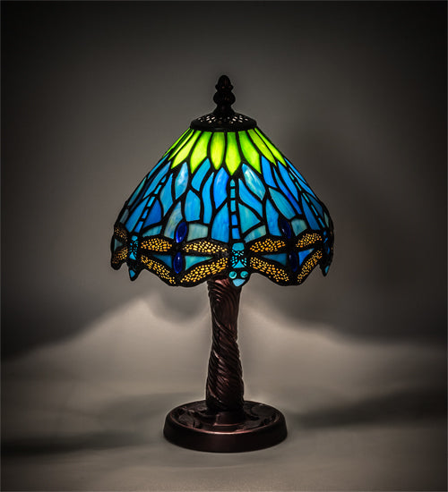 13" High Tiffany Hanginghead Dragonfly Mini Lamp