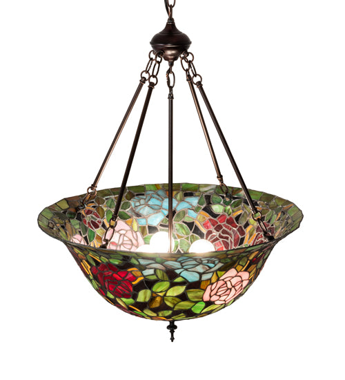 24" Wide Tiffany Rosebush Inverted Pendant