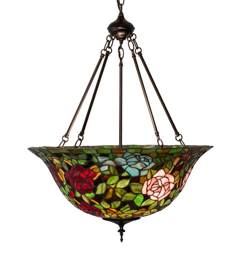 24" Wide Tiffany Rosebush Inverted Pendant