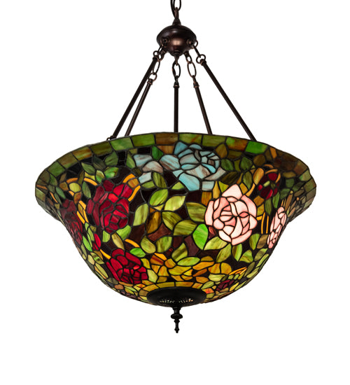 24" Wide Tiffany Rosebush Inverted Pendant