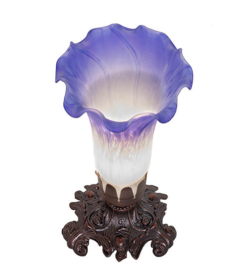 8" High Blue/White Pond Lily Victorian Mini Lamp