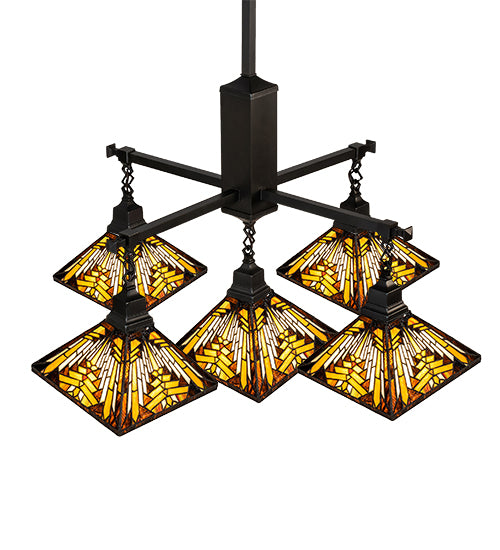 36" Square Nuevo Mission 5 Light Chandelier