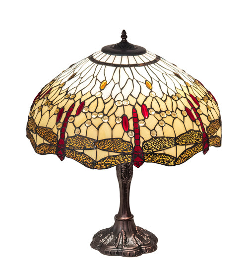 26" High Tiffany Hanginghead Dragonfly Table Lamp