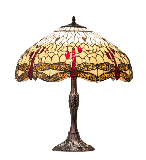 26" High Tiffany Hanginghead Dragonfly Table Lamp