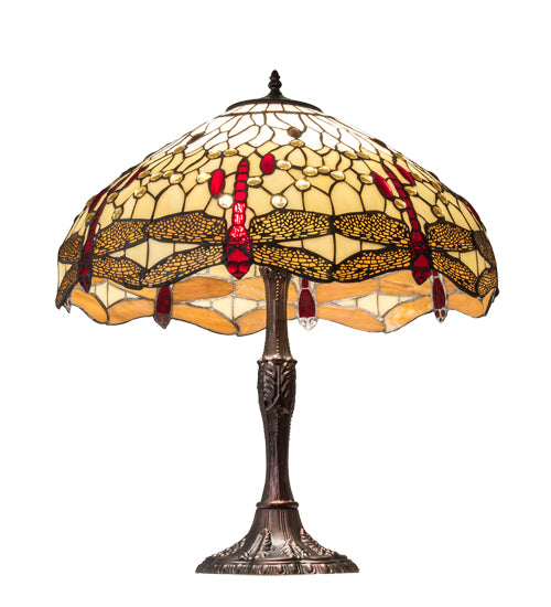 26" High Tiffany Hanginghead Dragonfly Table Lamp