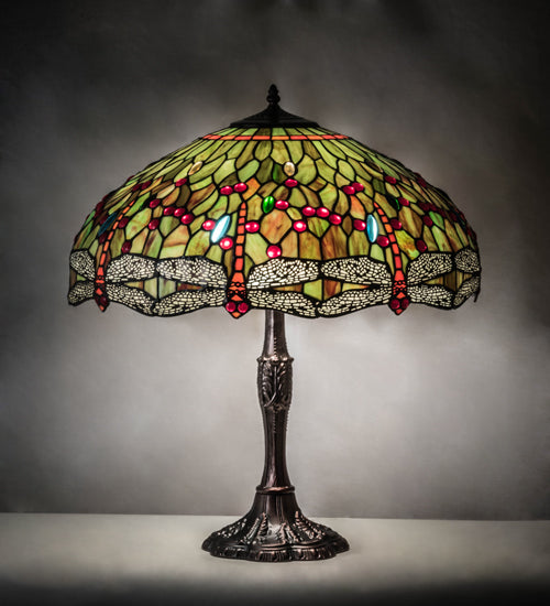 26" High Tiffany Hanginghead Dragonfly Table Lamp