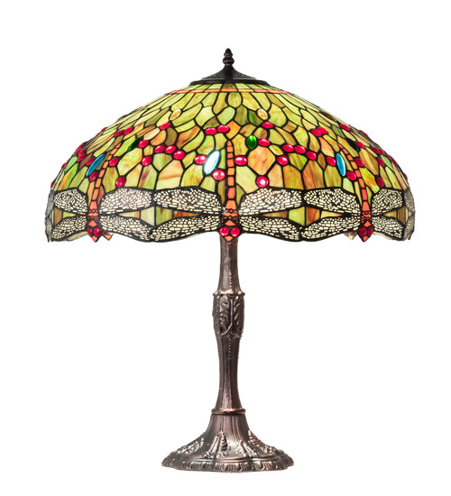 26" High Tiffany Hanginghead Dragonfly Table Lamp