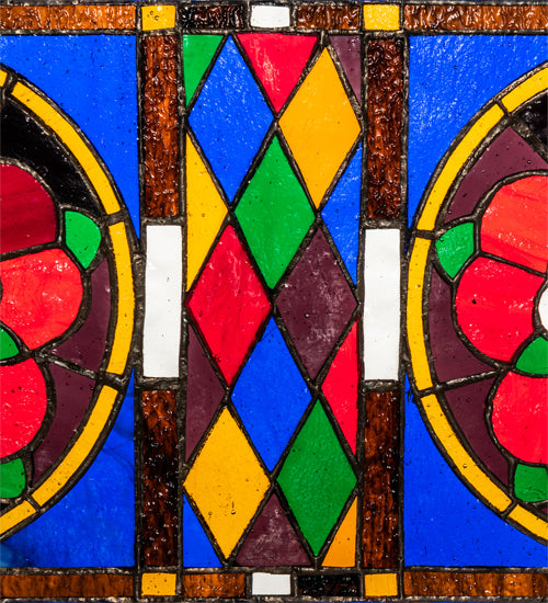 33" Wide X 10" High Tudor Trio Stained Glass Transom Window