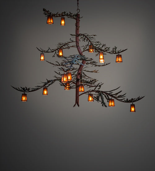 101" Long Pine Branch Valley View 18 Light Chandelier