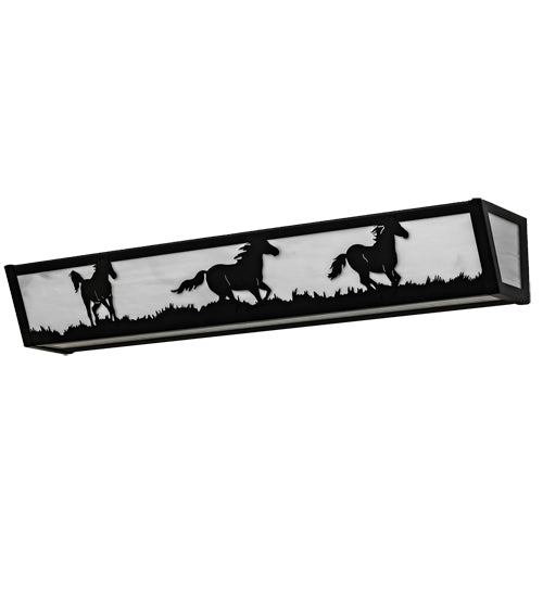 30" Wide Running Horses Vanity Light