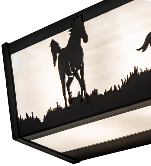 30" Wide Running Horses Vanity Light