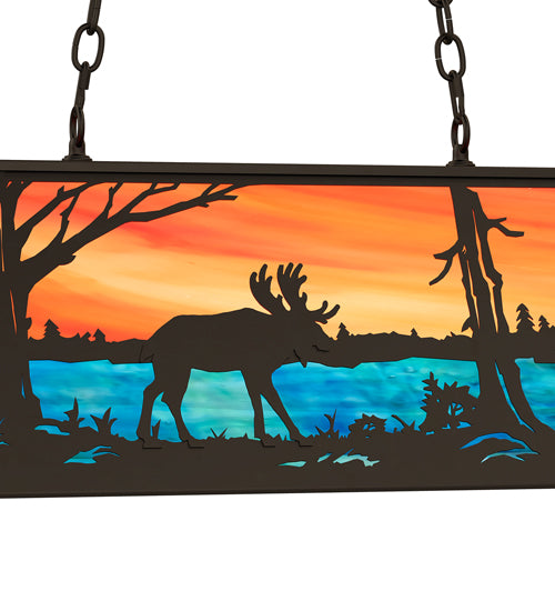 33" Long Moose At Lake Oblong Pendant