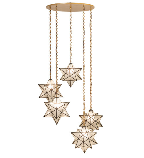 45" Wide Moravian Star 5 Light Cascading Pendant