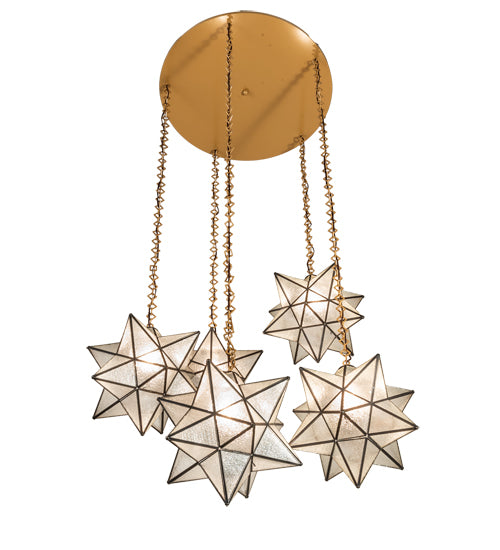 45" Wide Moravian Star 5 Light Cascading Pendant