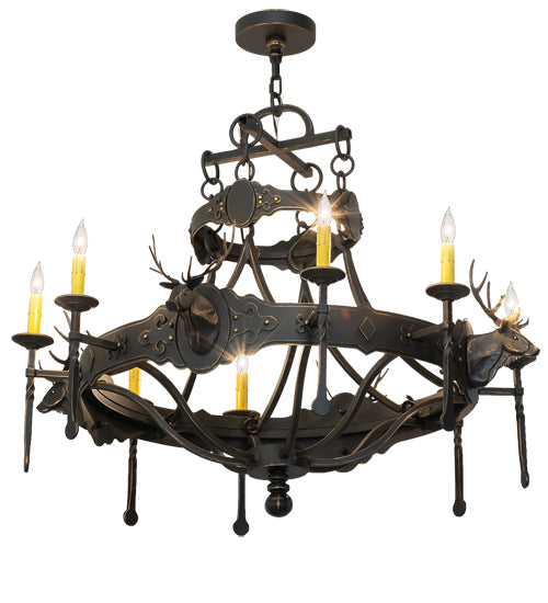 40" Wide Stag 8 Light Chandelier