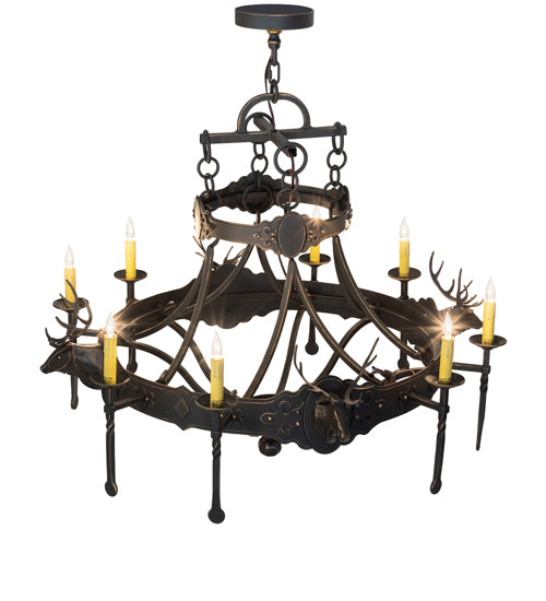 40" Wide Stag 8 Light Chandelier