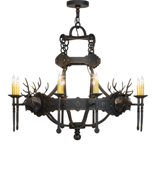 40" Wide Stag 8 Light Chandelier