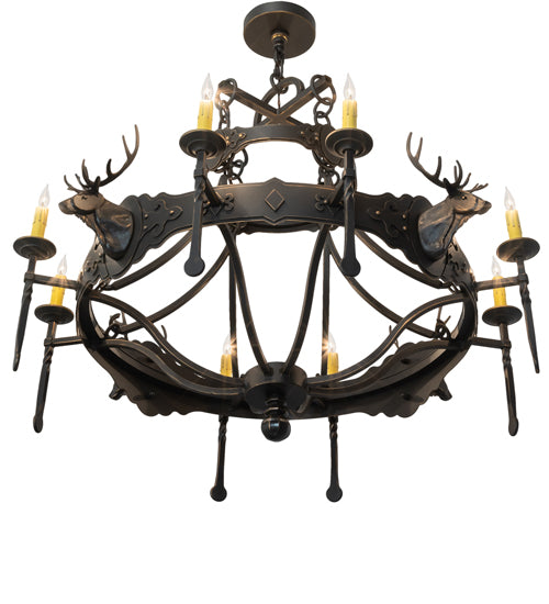 40" Wide Stag 8 Light Chandelier