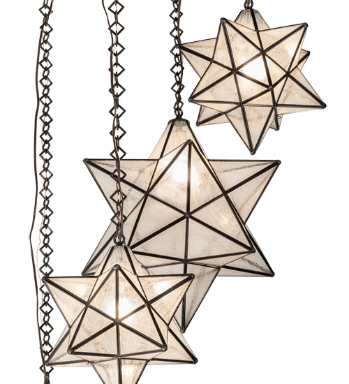 36" Wide Moravian Star 5 Light Cascading Pendant